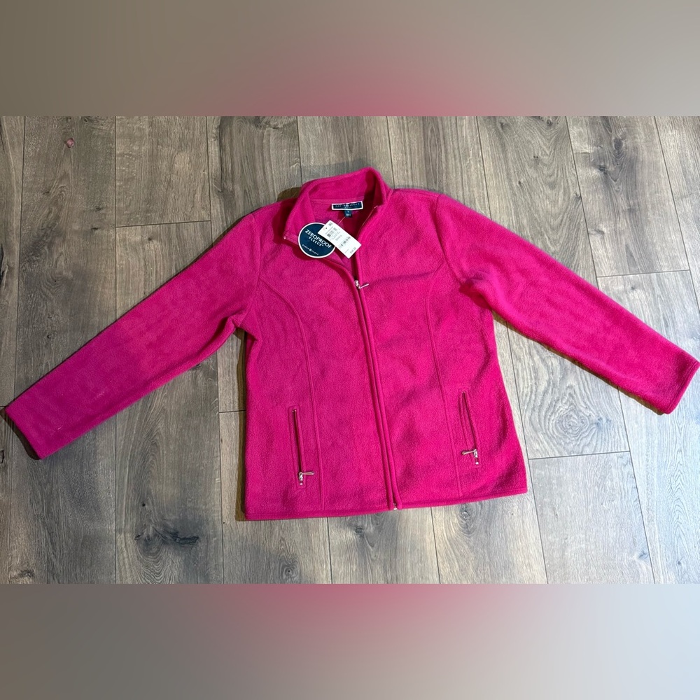 Karen Scott Sport Zeroproof Fleece Jacket Hot Pink Full Zip Small New With Tags